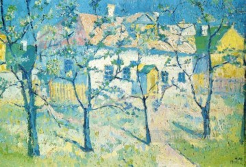 花が咲く春の庭 1904年 カジミール・マレーヴィチの木々 Oil Paintings